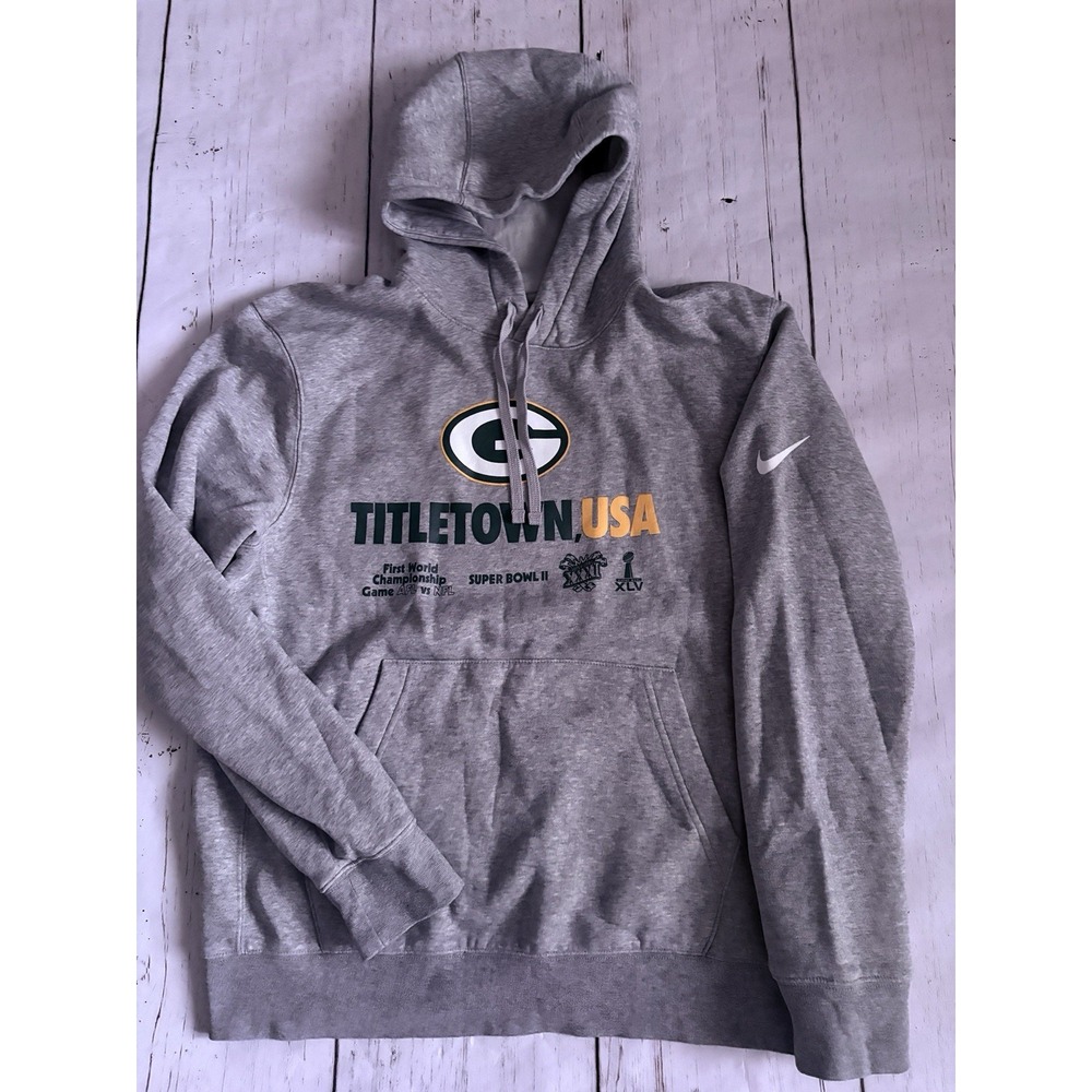 Nike Green Bay Packer Titletown, USA Super Bowl Hoodie M